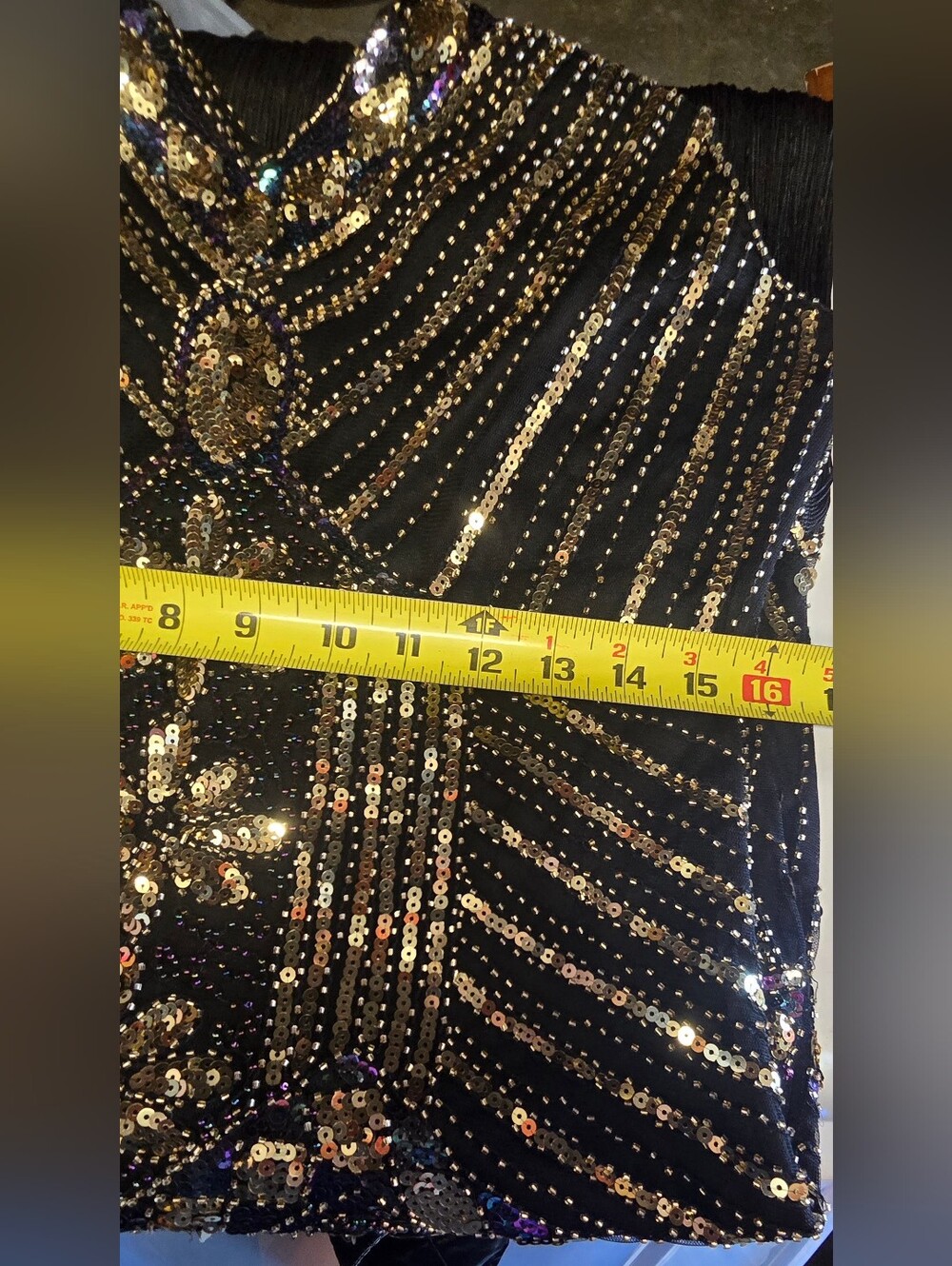 Black Sequin-Beaded Midi Dress with Multicolor Embellishments - Picture 5 of 6